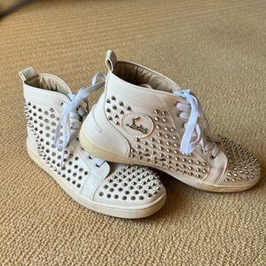 Christian Louboutin White Studded High-Top Sneakers